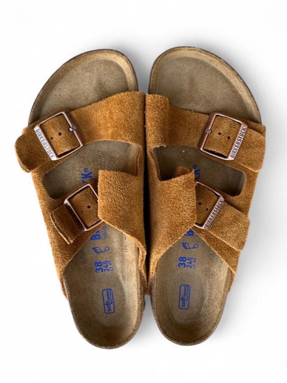 Birkenstock Arizona Mink Brown Suede Soft Footbed Sandals EU 38 Womens 7 Regular